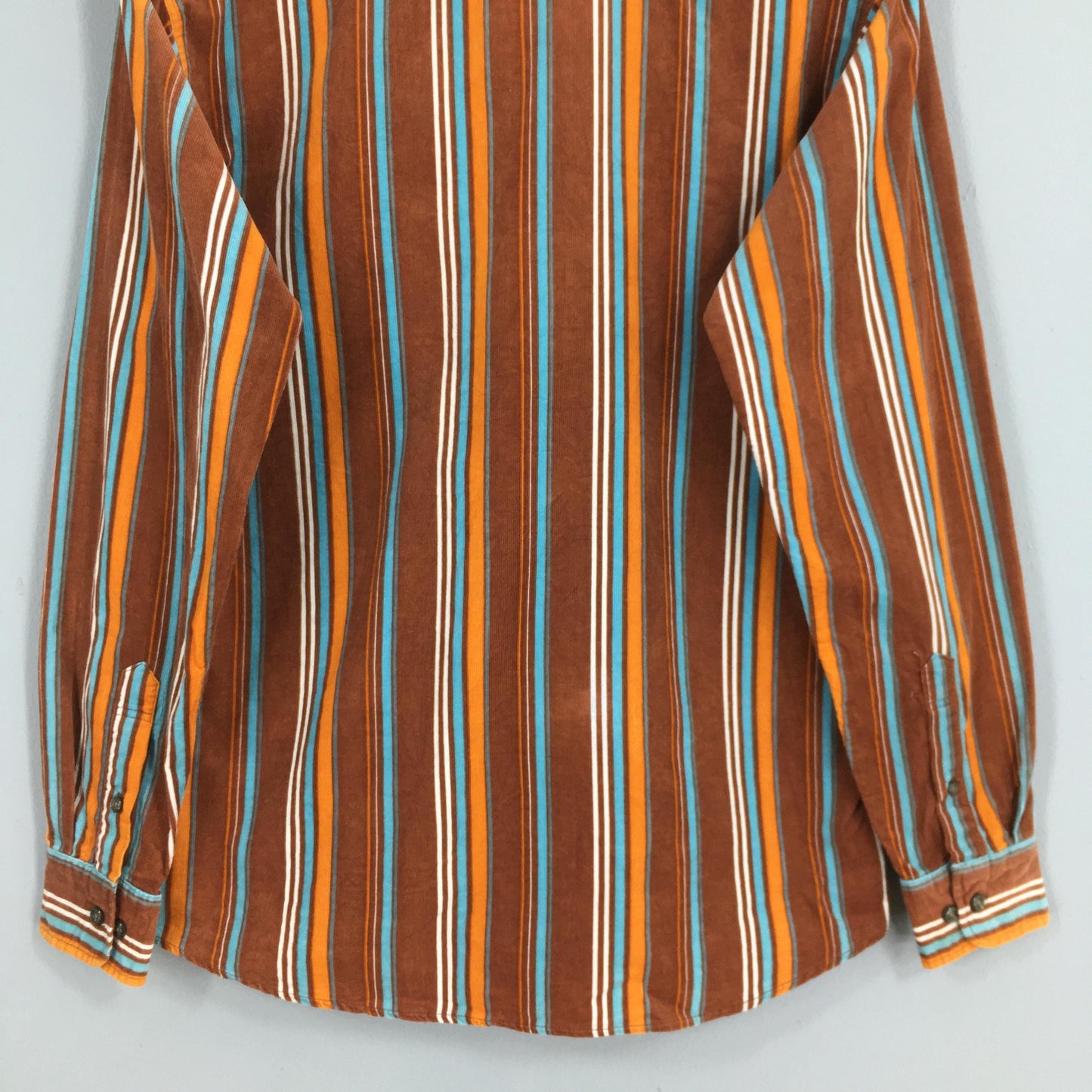 Candy Fantasy Multicolor Stripes Corduroy Flannel Shirt Large