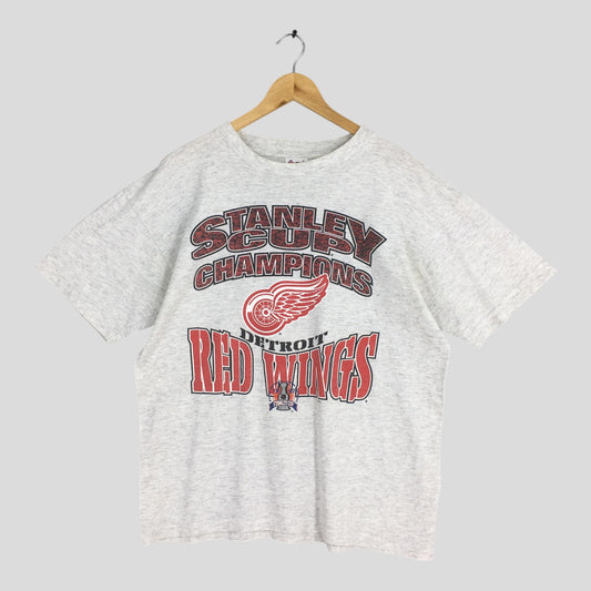 90s Detroit Red Wings NHL Gray T shirt Large