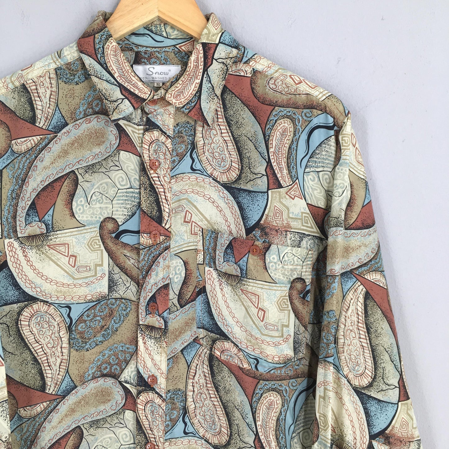 Paisley Floral Casual Silk Shirt Small