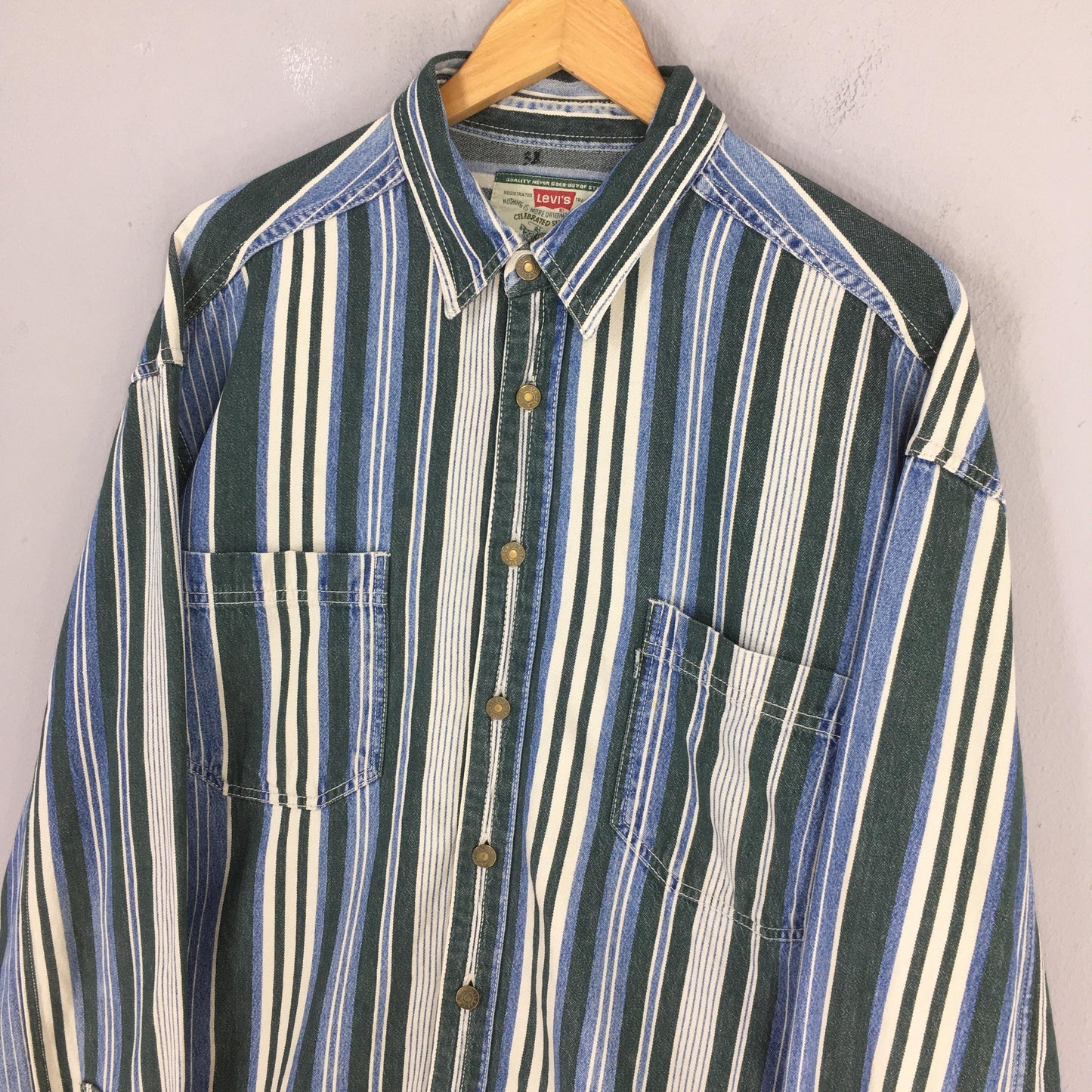 90s Levis Jeans Striped Flannel Multicolor Shirt XLarge
