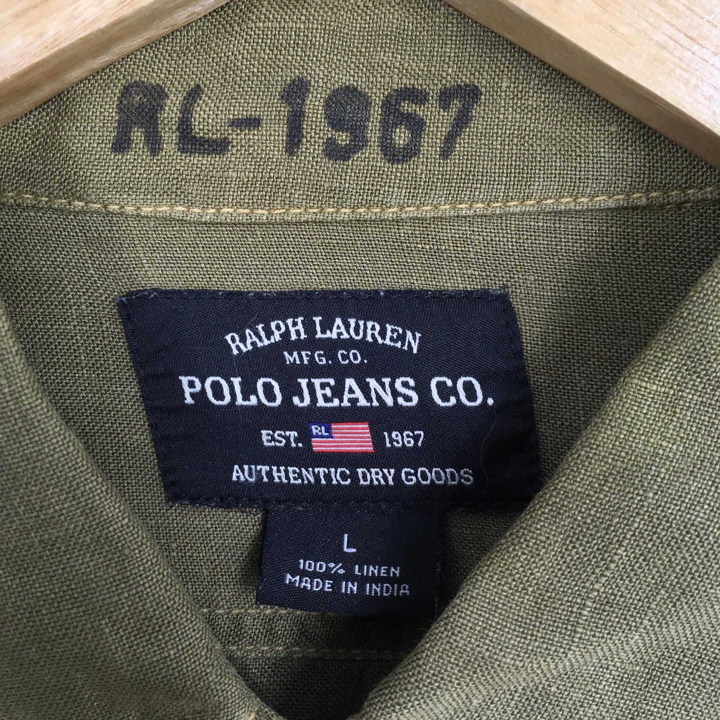 Polo Ralph Lauren M65 Olive Green Linen Shirt Large