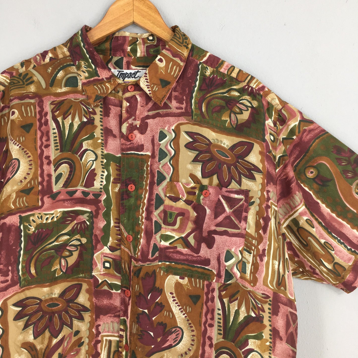 Impact Abstract Pattern Silk Shirt XLarge