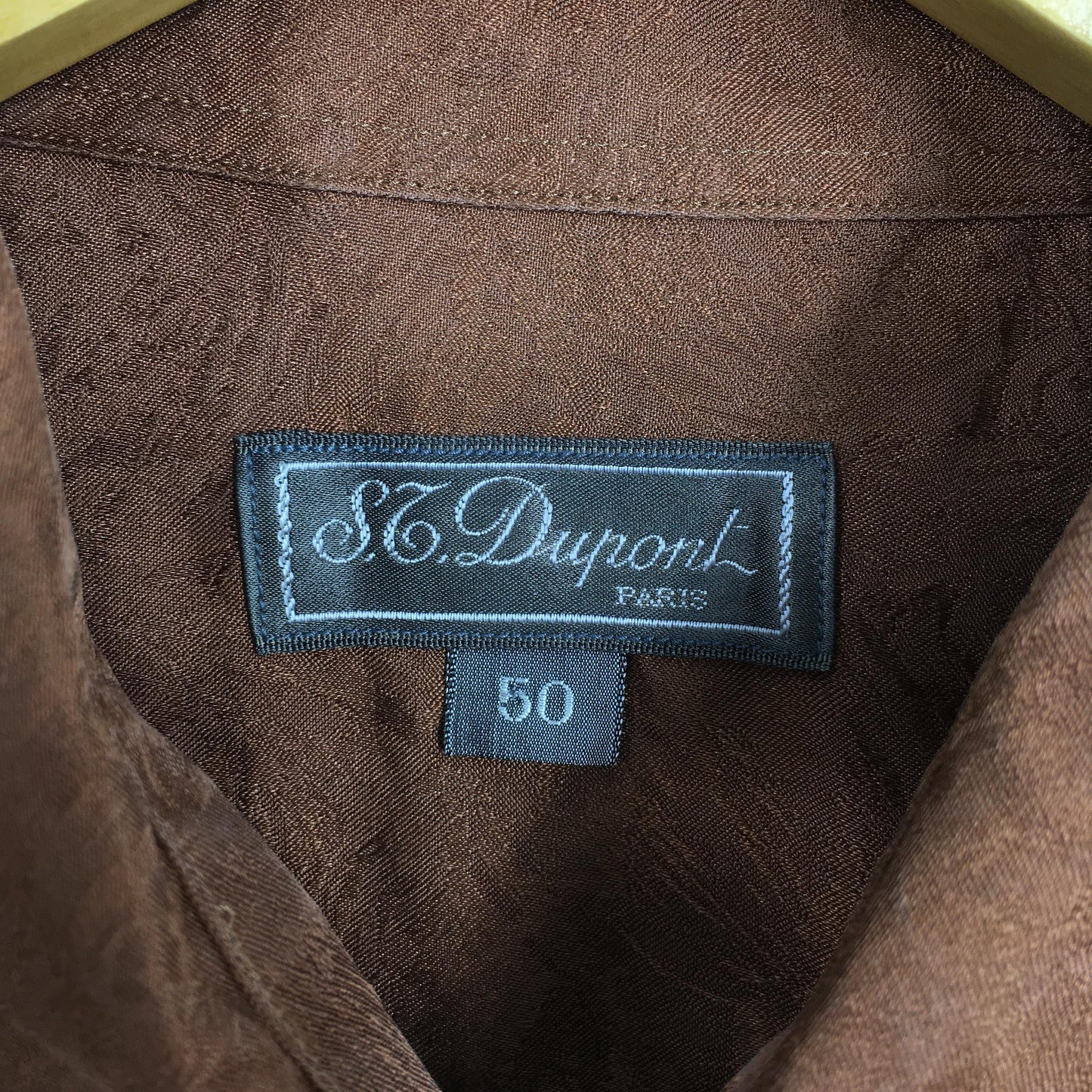 St Dupont Paris Brown Silk Shirt XLarge