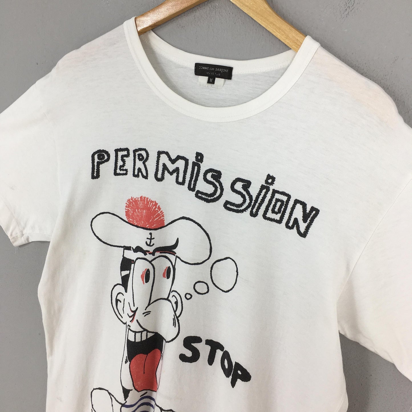 Comme Des Garcons Permission Stop White T shirt Medium