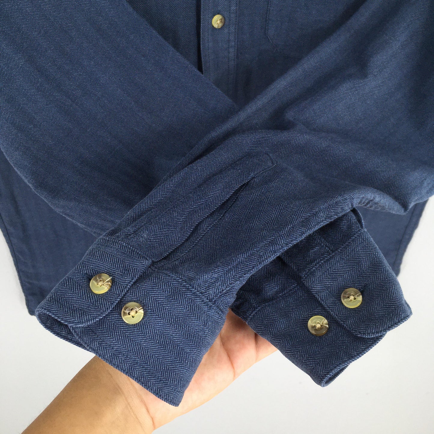 LL Bean Blue Striped Flannel Shirt Medium