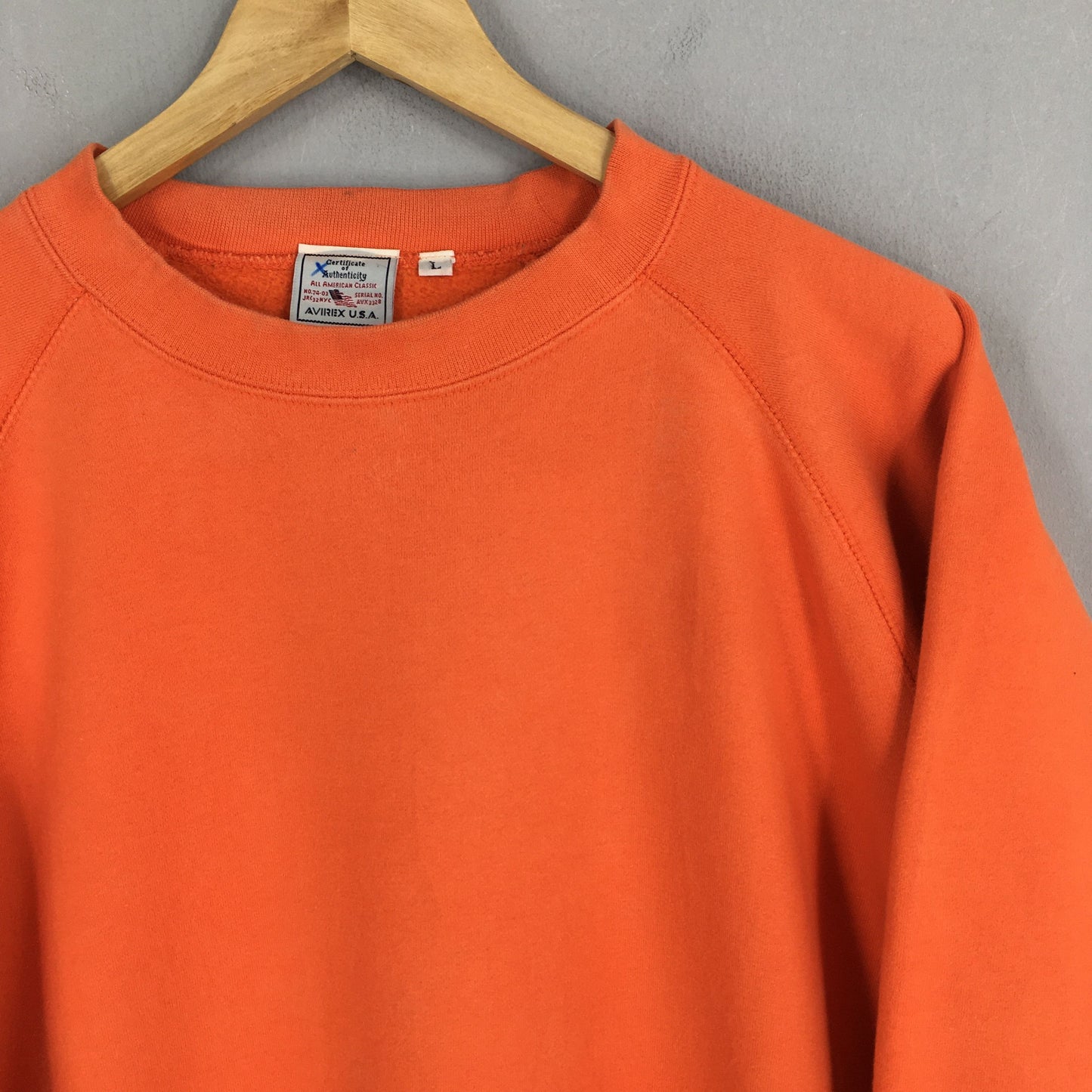 Avirex Usa Plain Orange Sweater Large