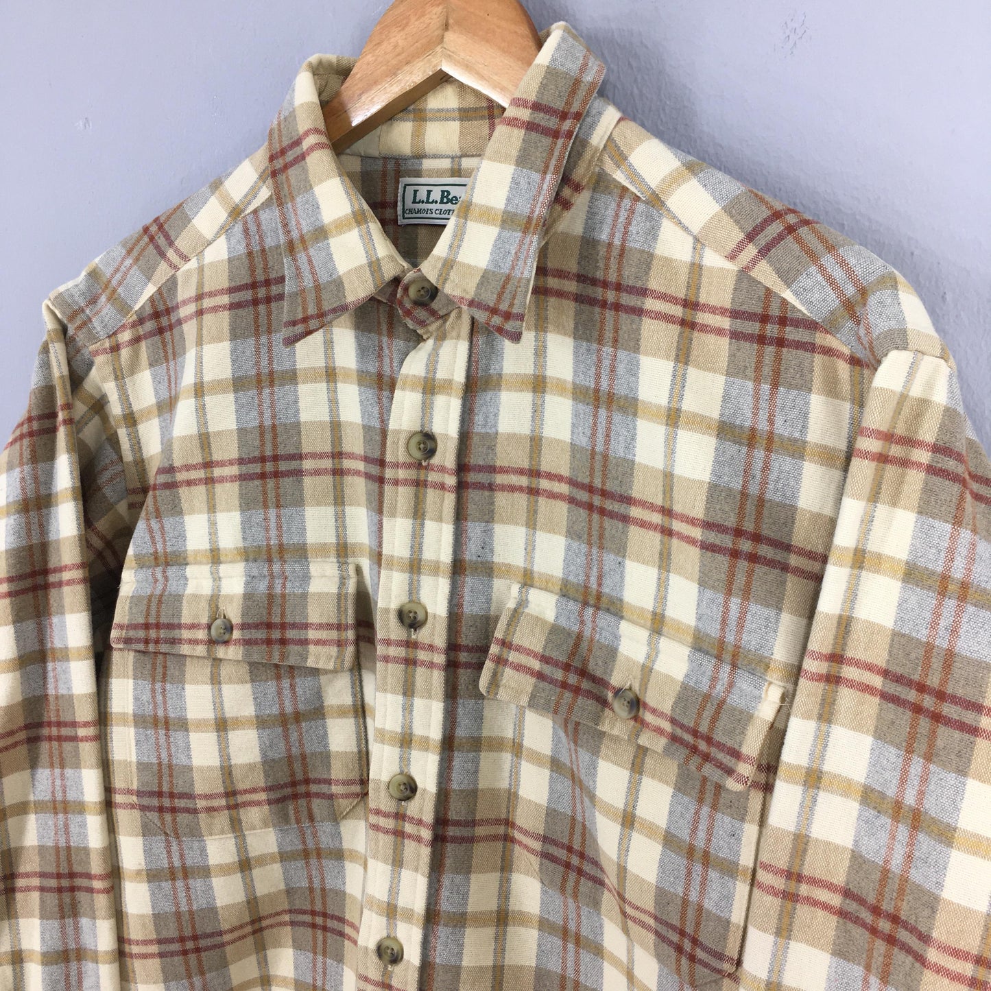 LL Bean Flannel Checkered Shirt Men Large