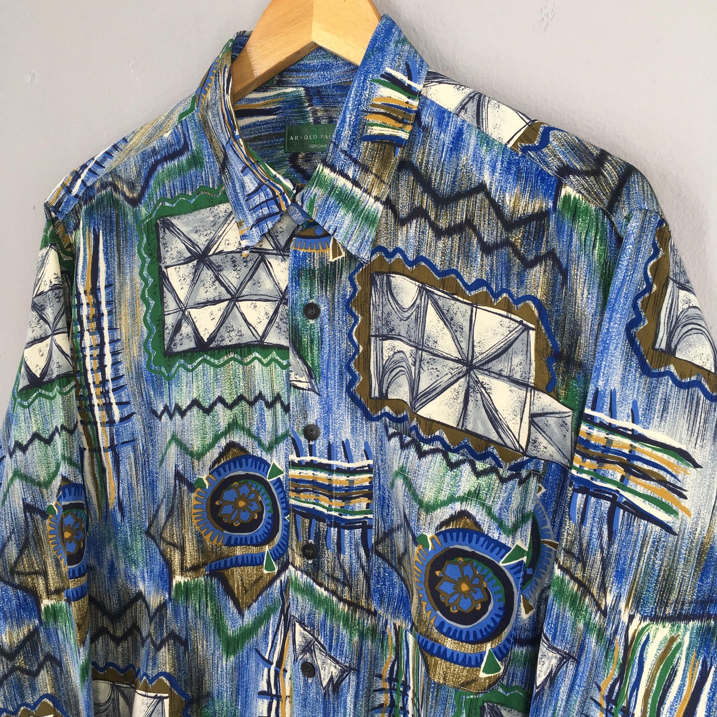 Arnold Palmer Abstract Blue Shirt Medium