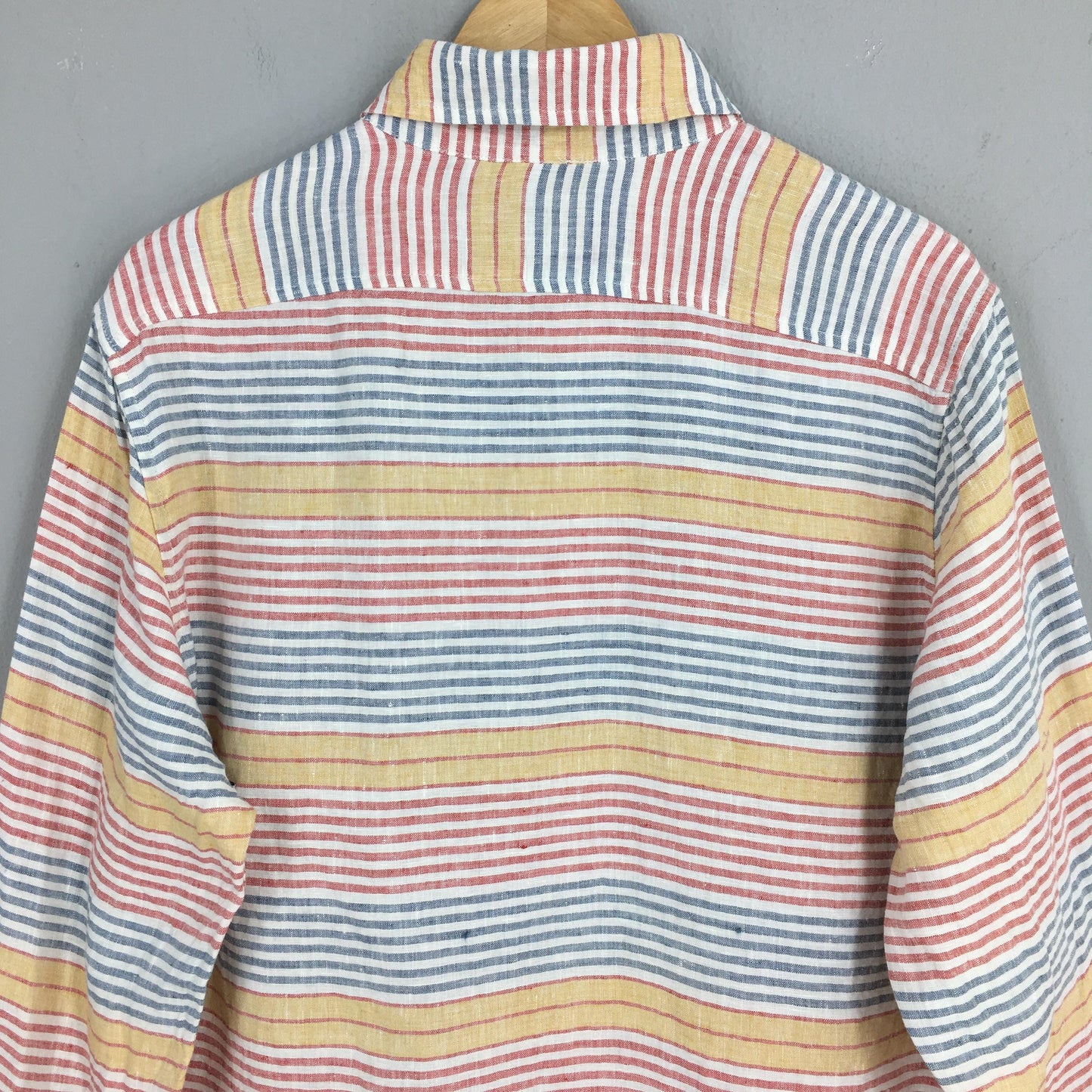 LL Bean Multicolor Horizontal Striped Linen Shirt Large