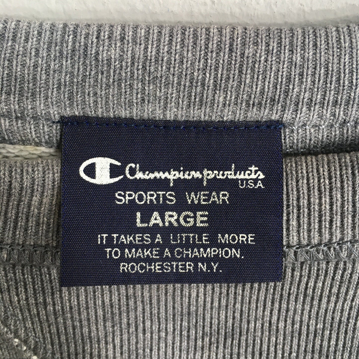 Champion Script Logo Gray Sweatshirt Large