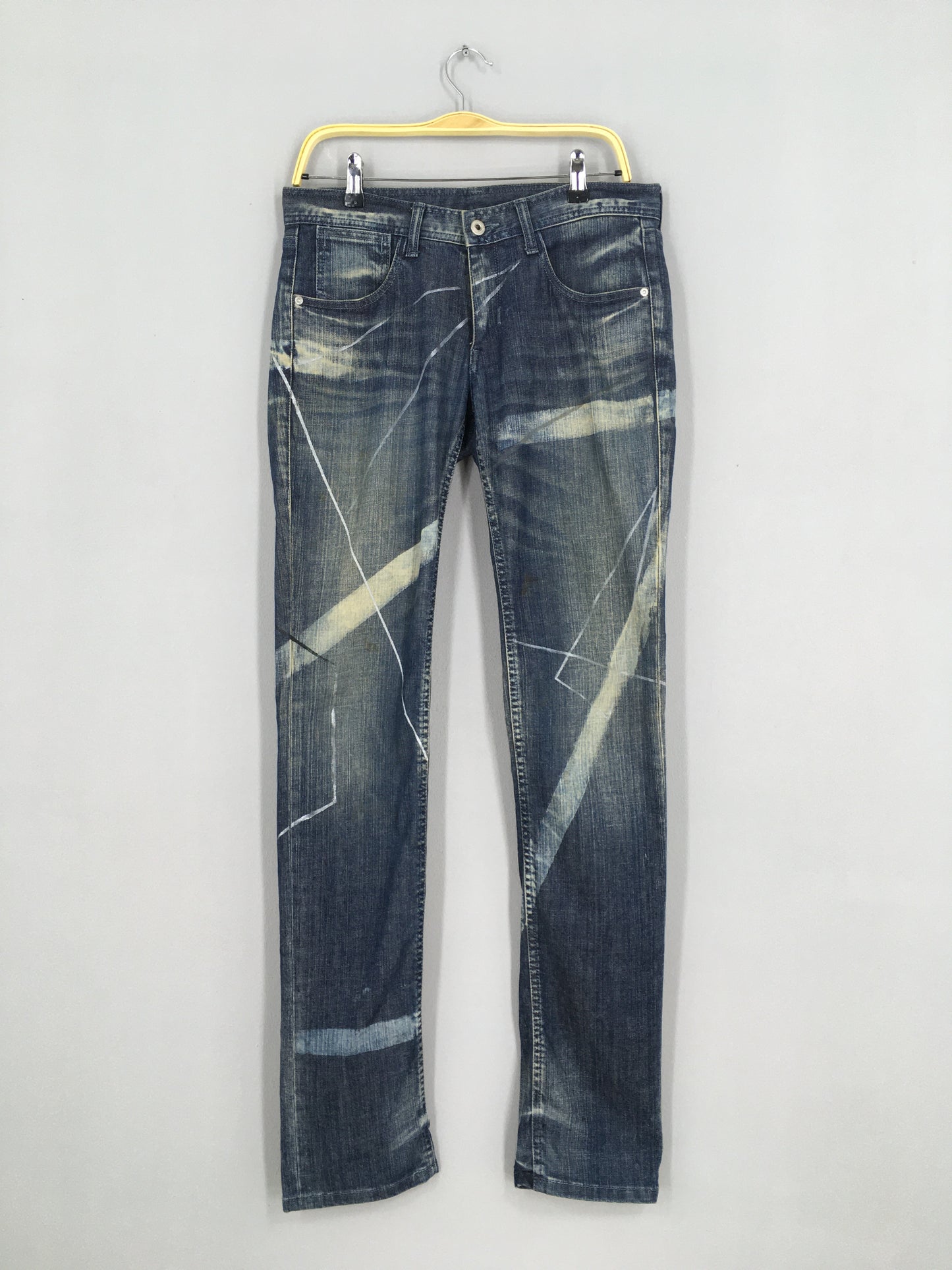 Size 32x34 Blackbarret By Neil Barret Slim Fit Patterned Paint Jeans
