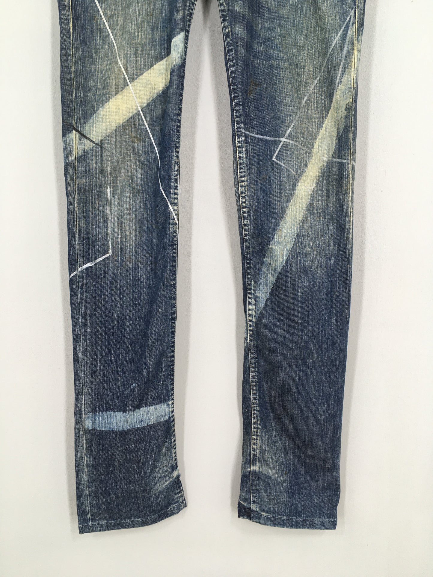 Size 32x34 Blackbarret By Neil Barret Slim Fit Patterned Paint Jeans