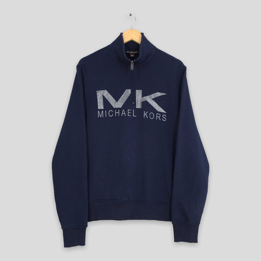 Michael Kors Usa Blue Half Zipper Sweatshirt Large