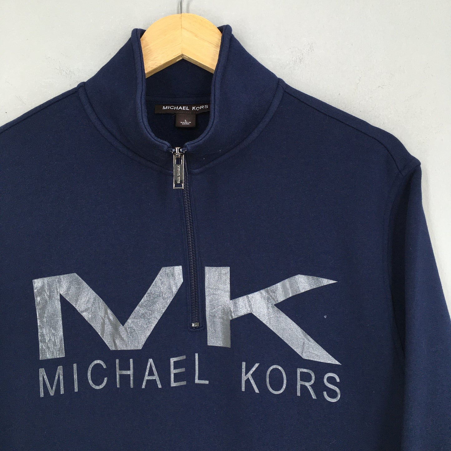 Michael Kors Usa Blue Half Zipper Sweatshirt Large