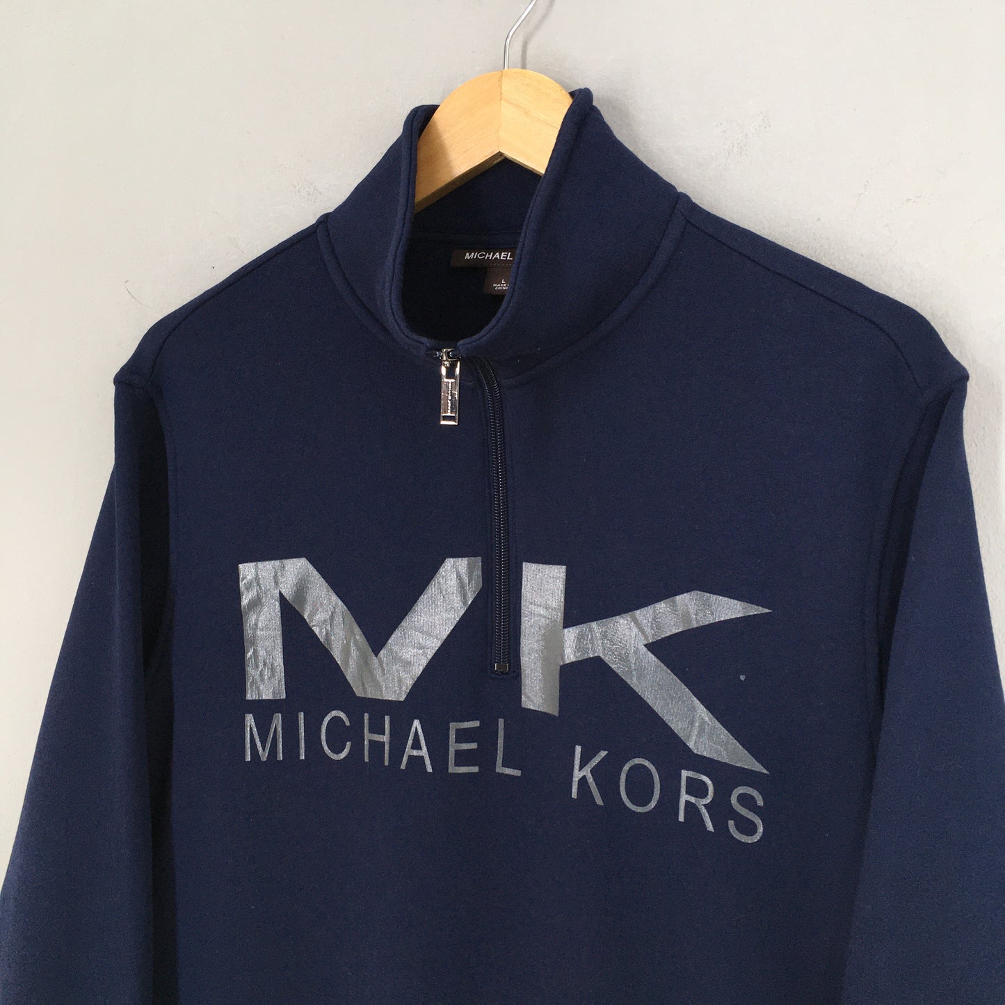 Michael Kors Usa Blue Half Zipper Sweatshirt Large