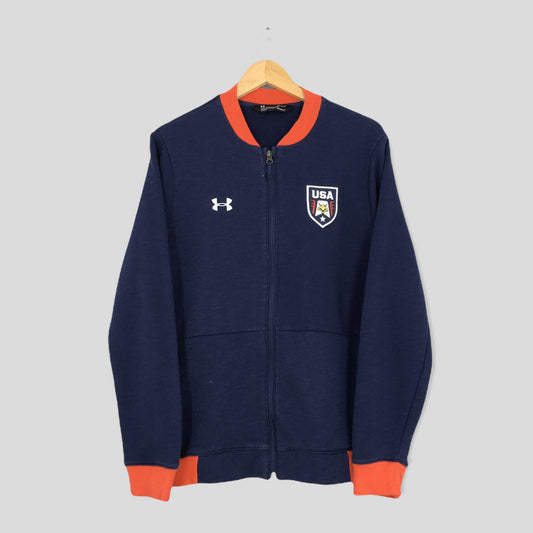 Under Armour United States Of America Blue Zipper Sweater