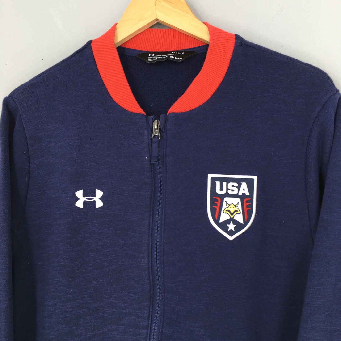 Under Armour United States Of America Blue Zipper Sweater