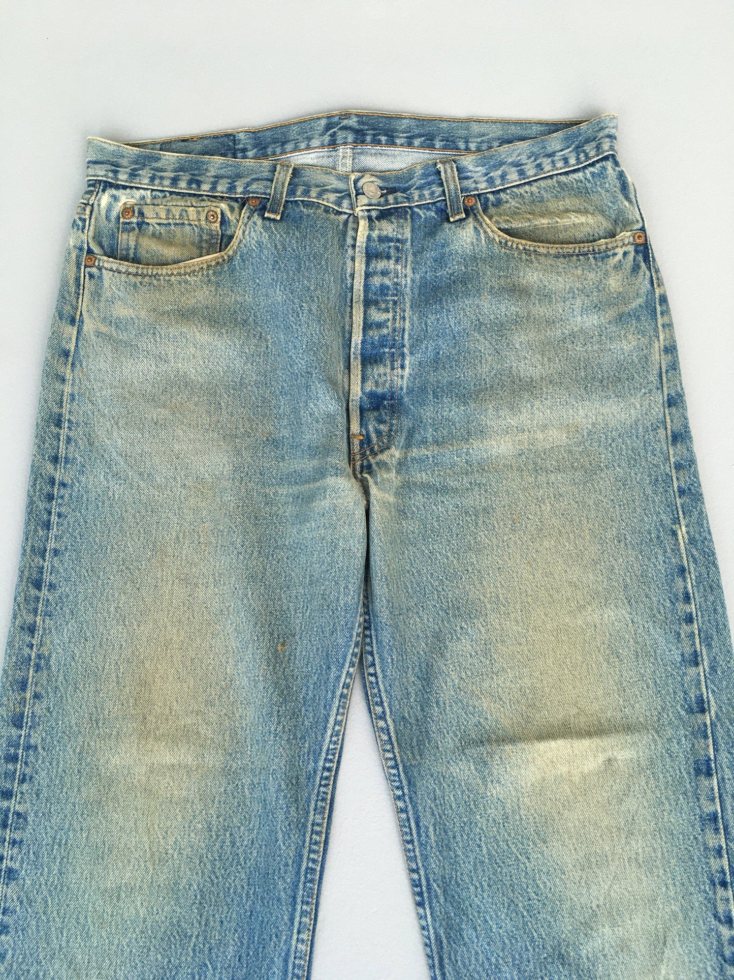 Sz 35 Levis 501 Denim Jeans High Waisted