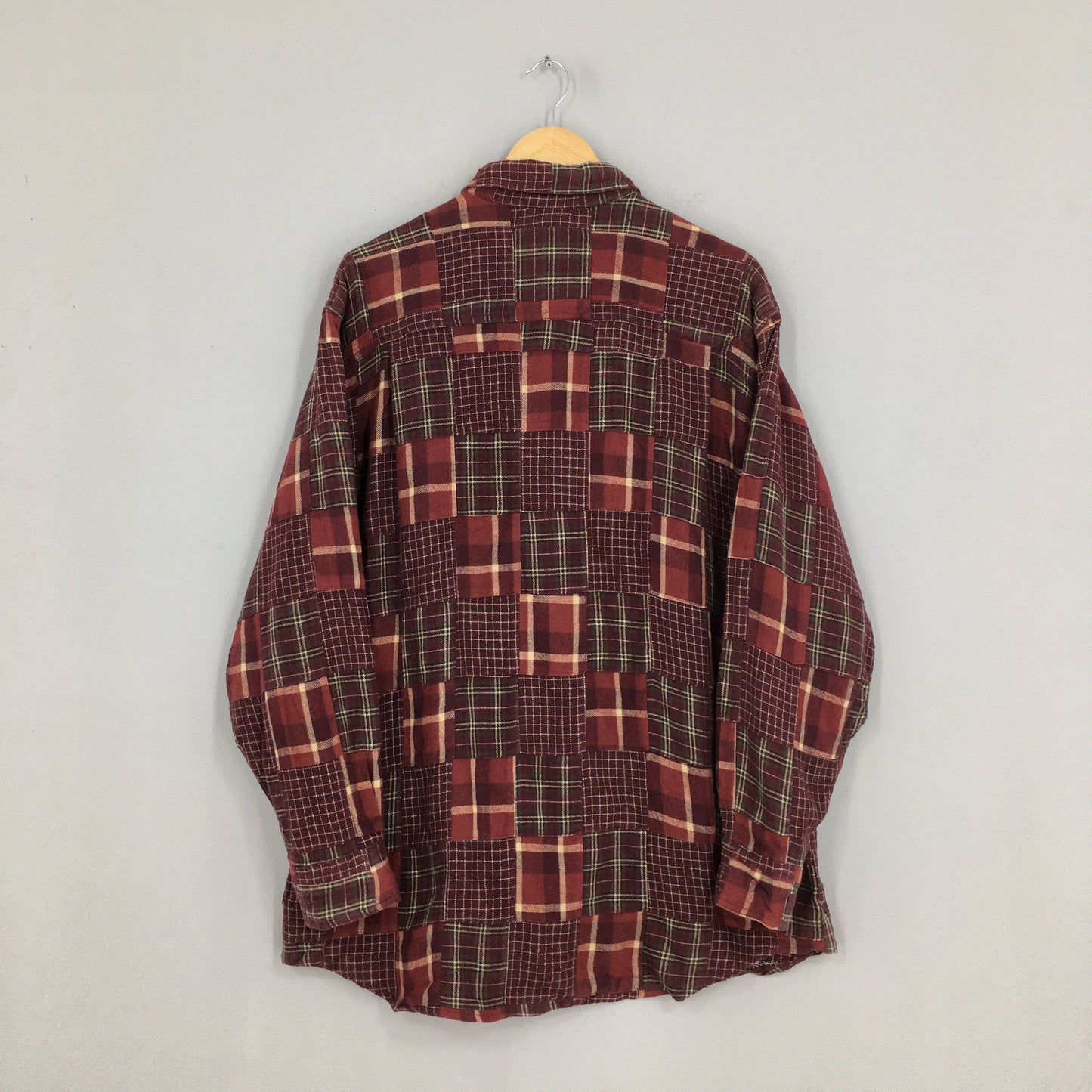 Patchwork Boro Flannel Red Shirt Large