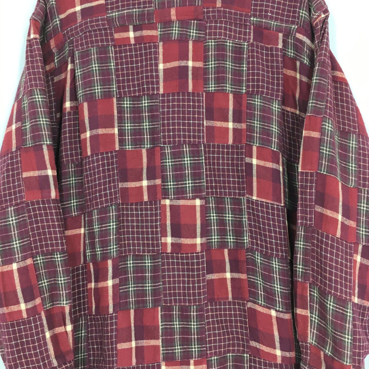 Patchwork Boro Flannel Red Shirt Large