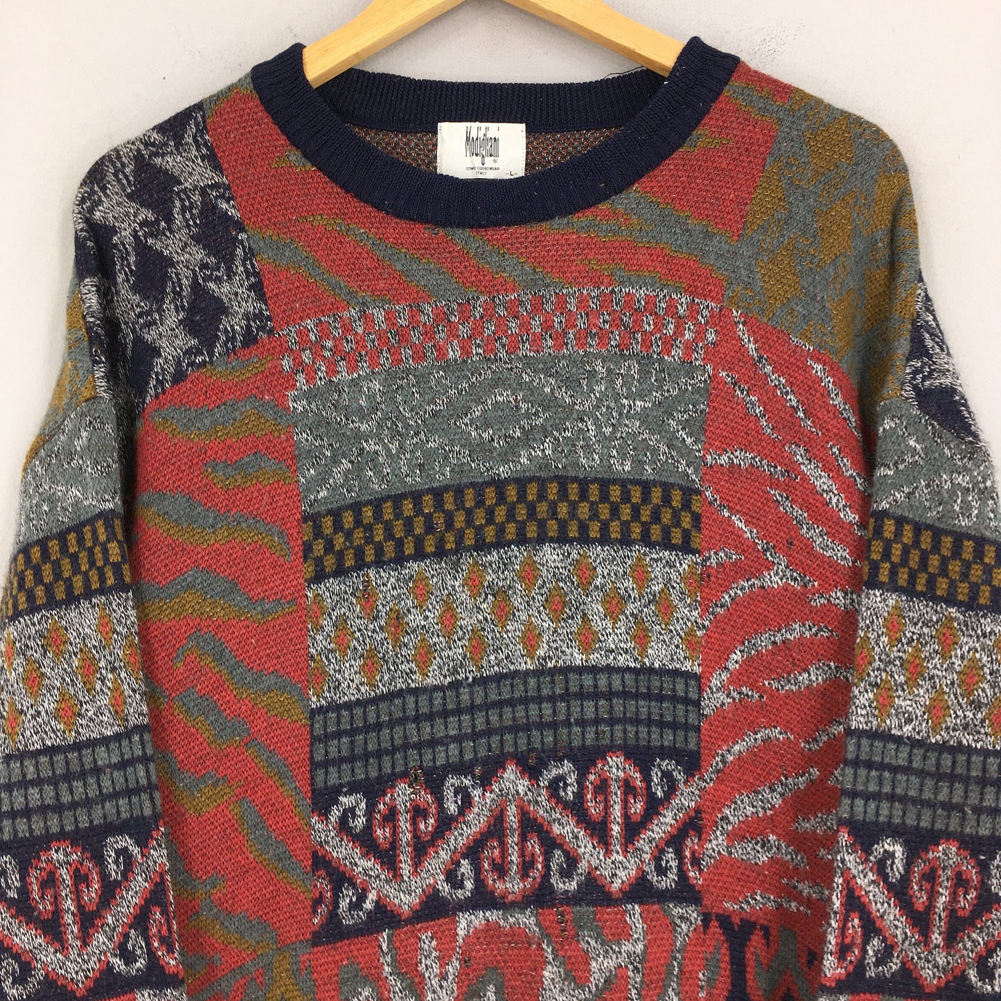 Modigliani Abstract Navajo Crewneck Wool Knitwear Large