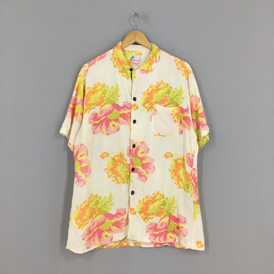 Hawaiian Hibiscus Flower Surf Hawaii Shirt Medium