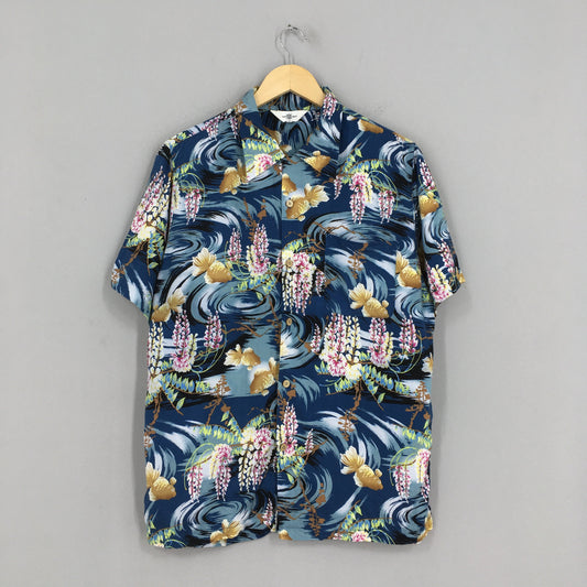 Patina Fish Gold Japanese Hawaii Rayon Shirt Large