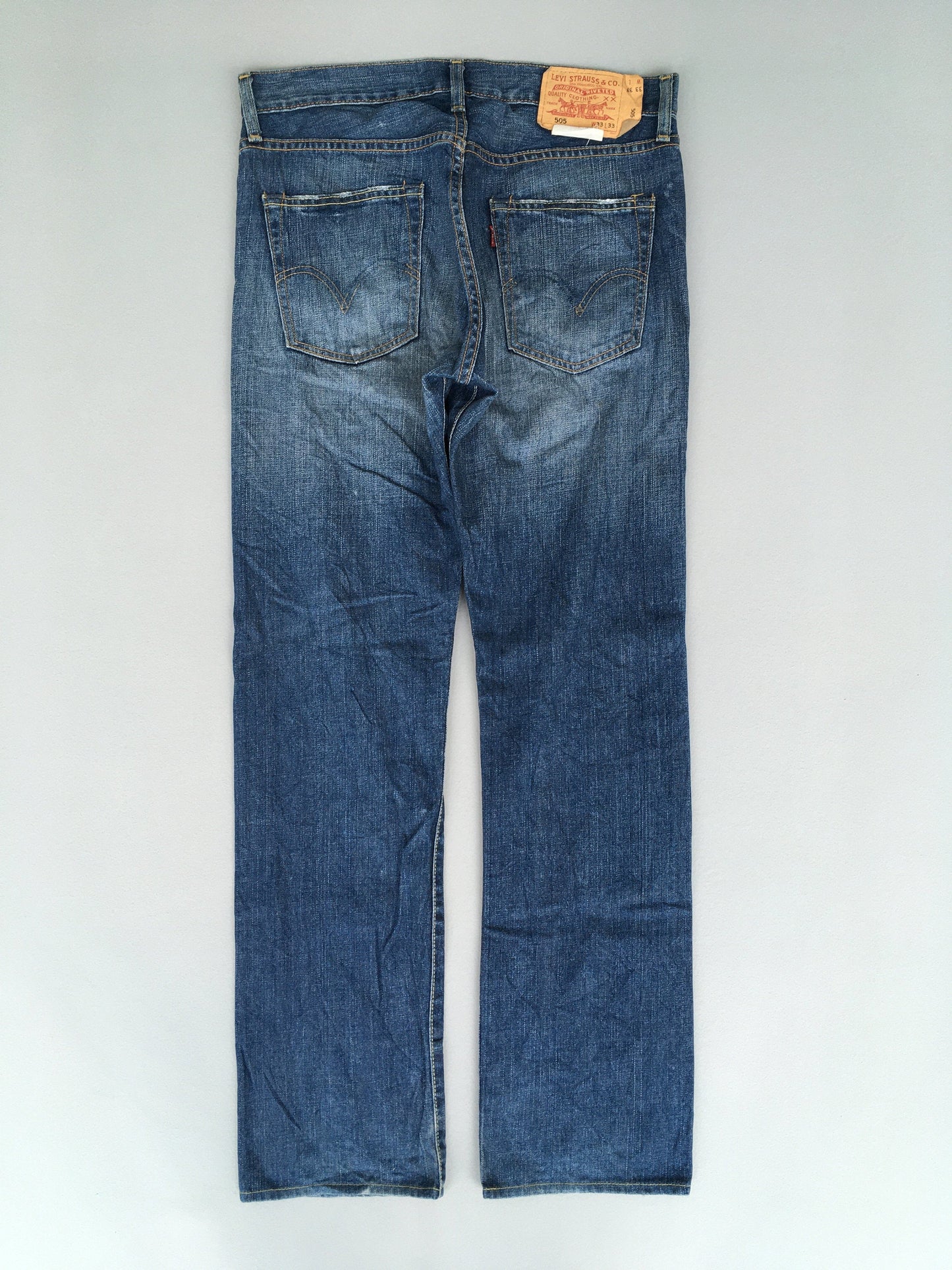 Size 33x31.5 Levis 505 Regular Fit Stonewash Blue Jeans