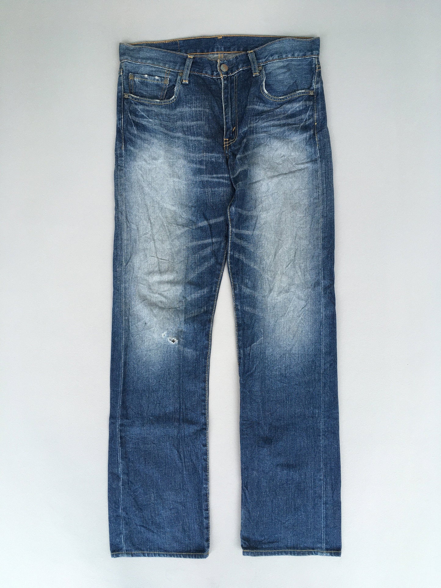 Size 33x31.5 Levis 505 Regular Fit Stonewash Blue Jeans