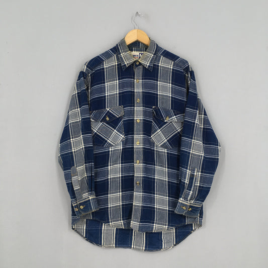 Tartan Checked Flannel Blue Shirt Medium