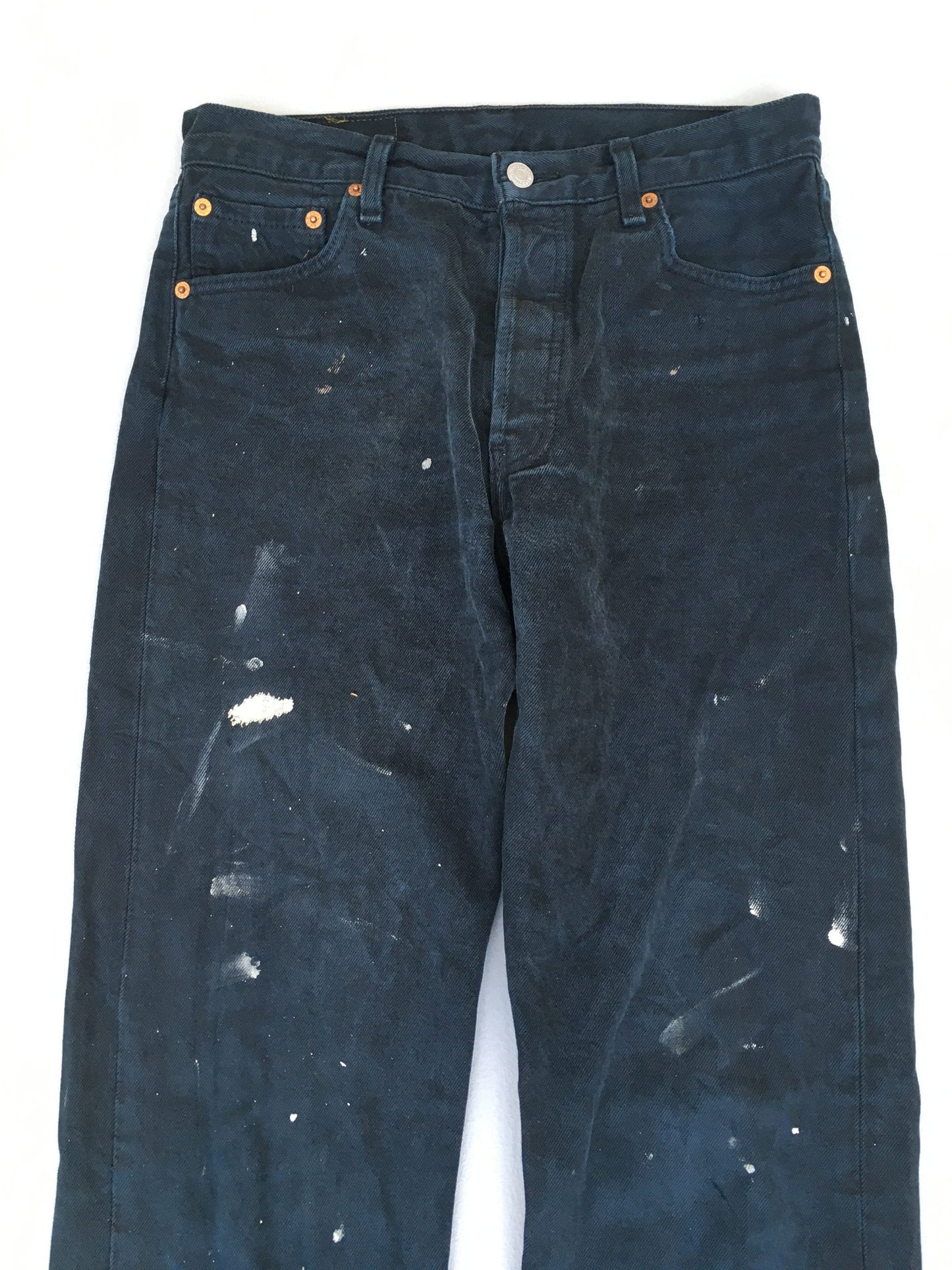 Size 28x32.5 Levis 501 Splash Painter Black Jeans