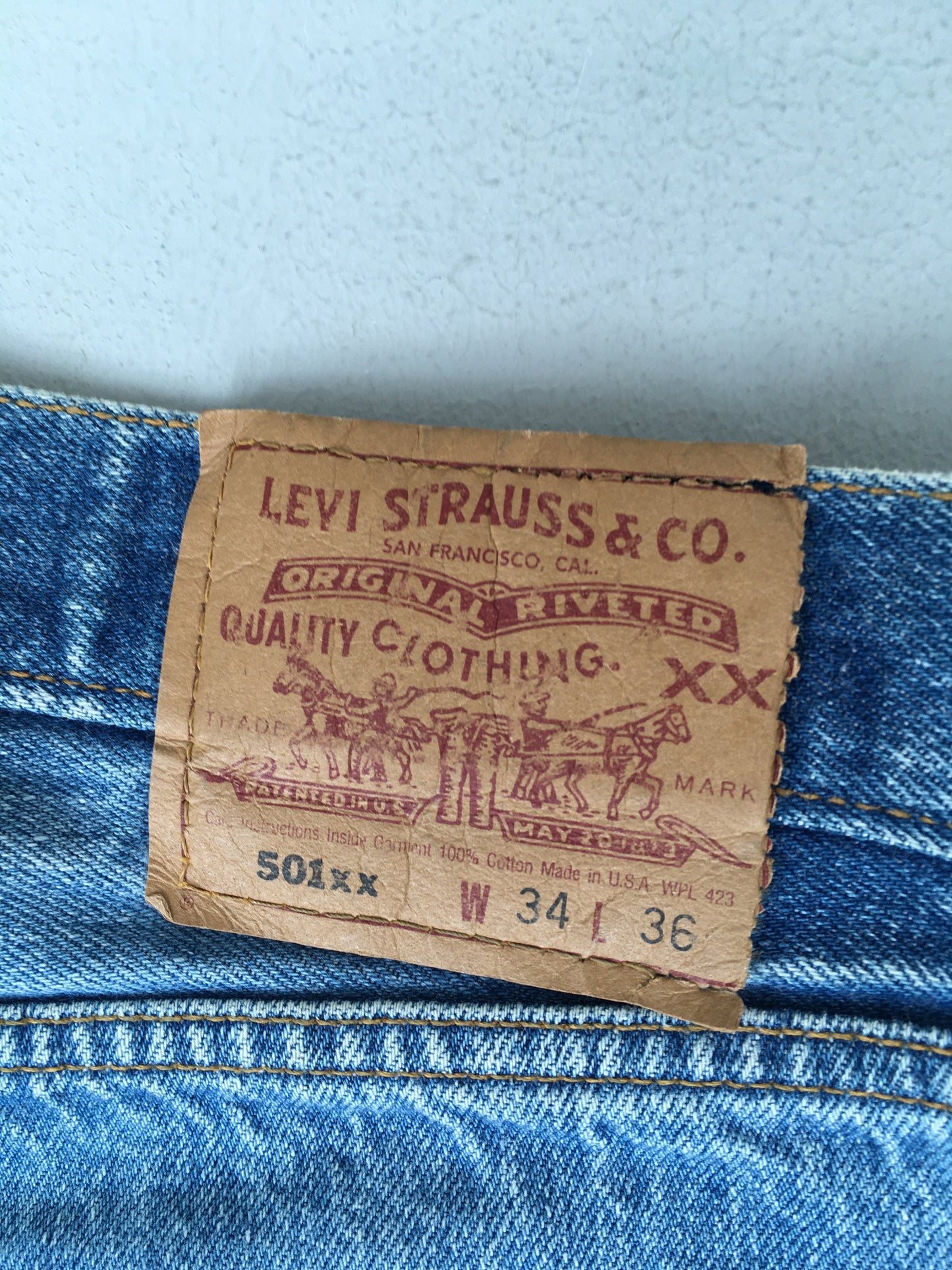 Size 31x32.5 Levis 501XX Stone Washed Jeans