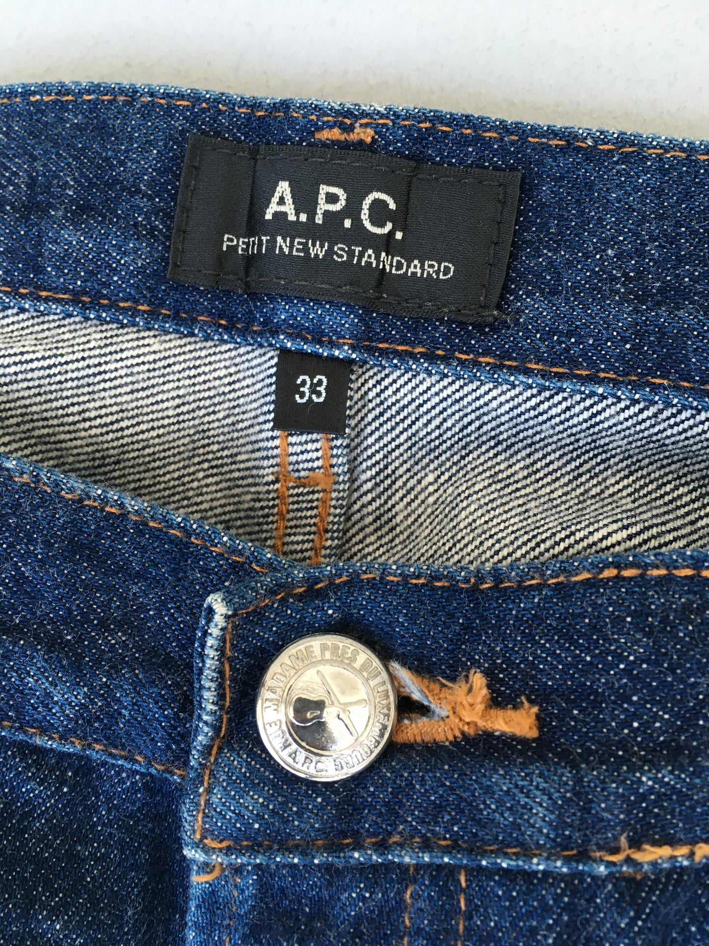 APC France Indigo Blue Selvedge Jeans Size 32x29