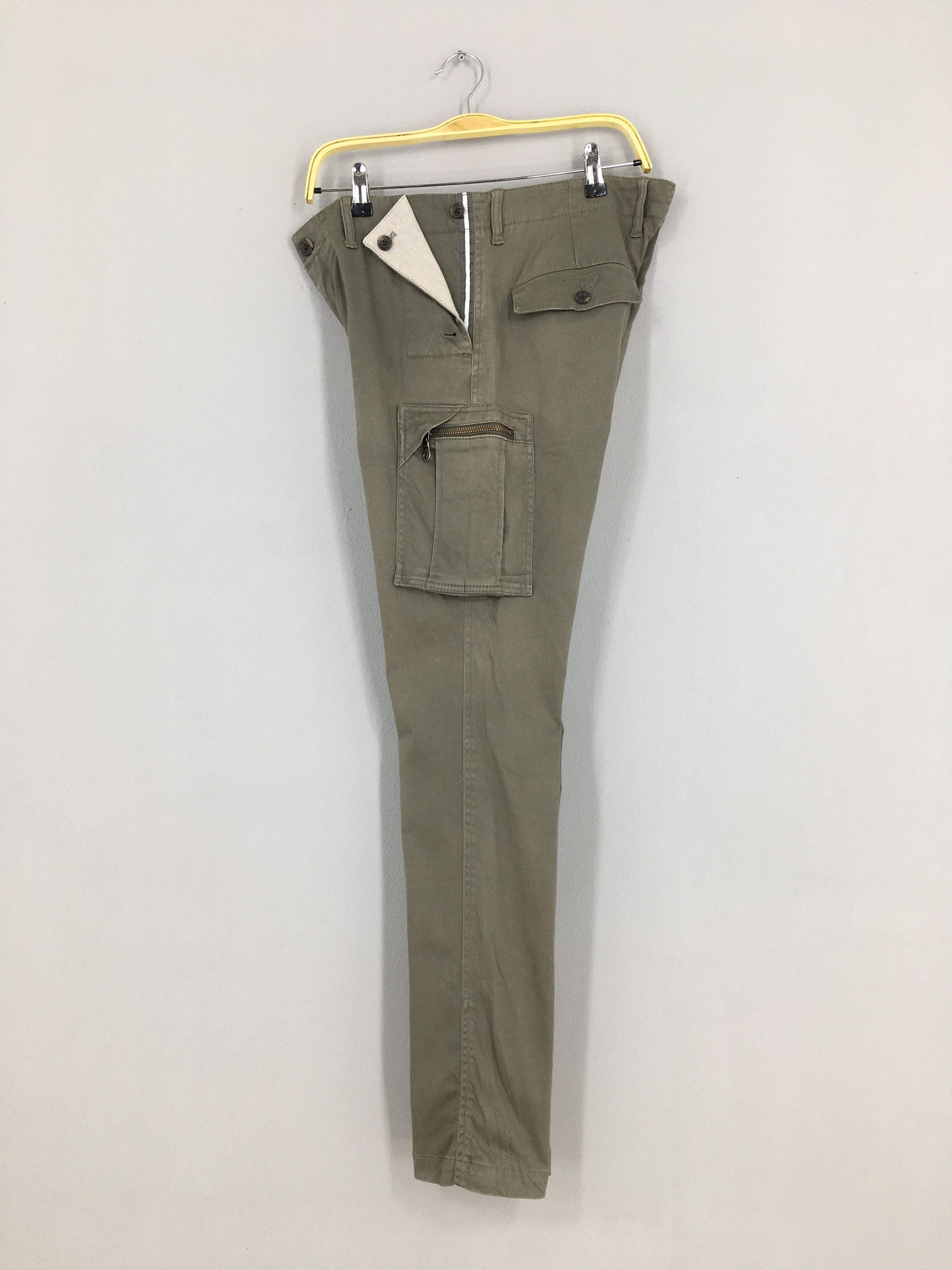 Japanese Brand Slim Fit Cargo Pants Gray Size 34x31