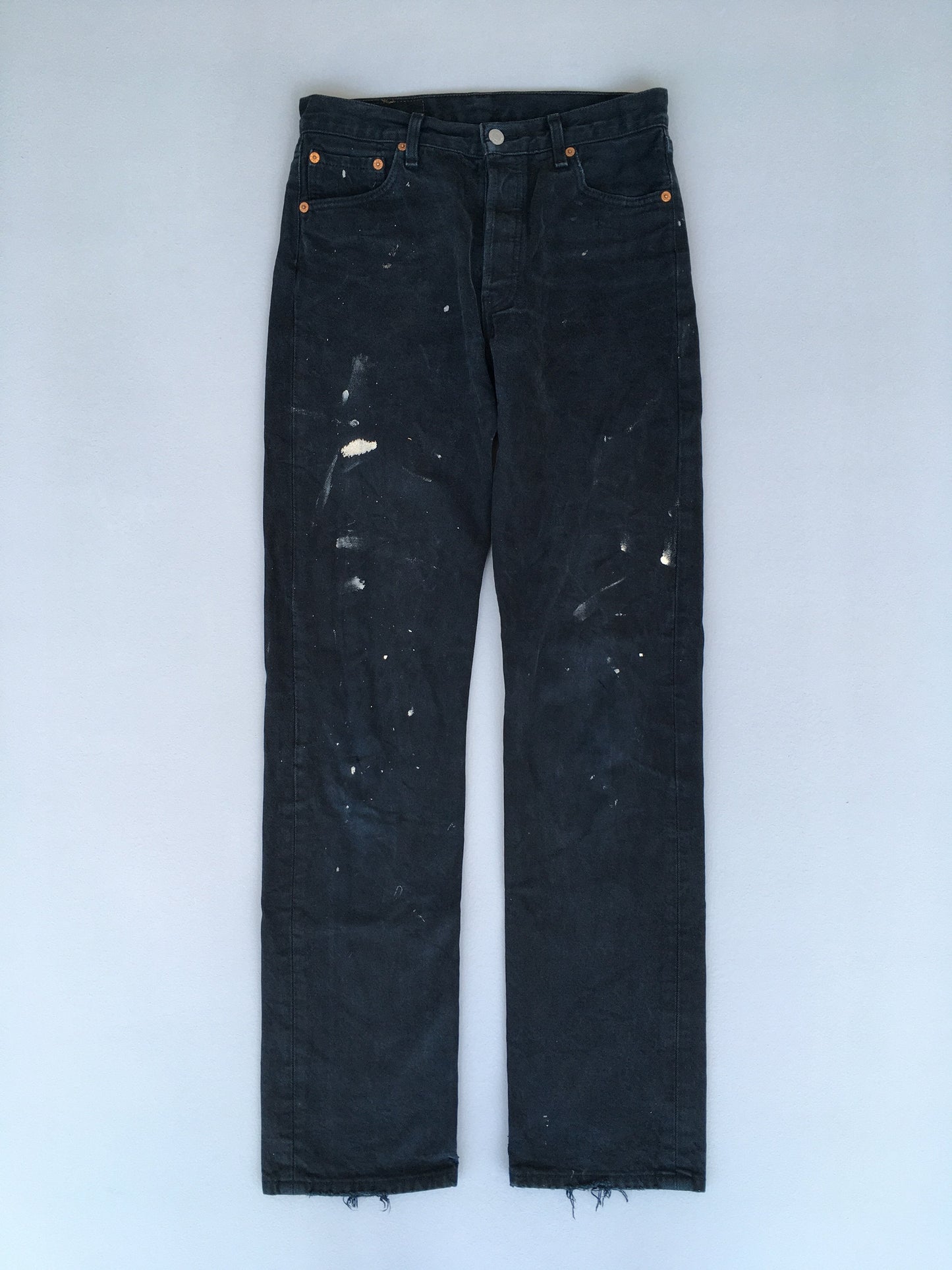 Size 28x32.5 Levis 501 Splash Painter Black Jeans