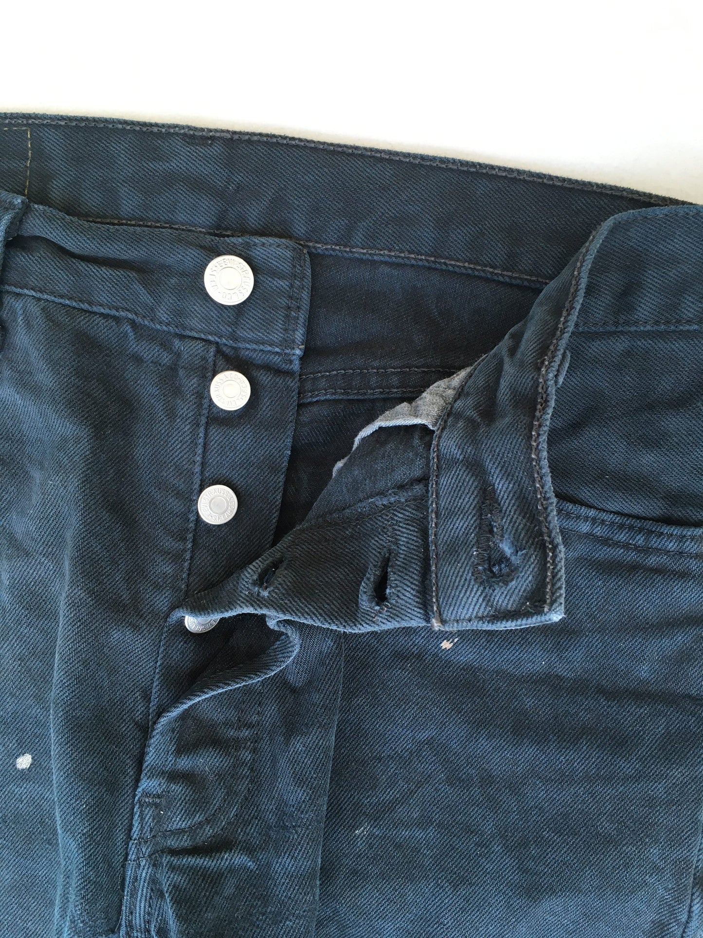 Size 28x32.5 Levis 501 Splash Painter Black Jeans