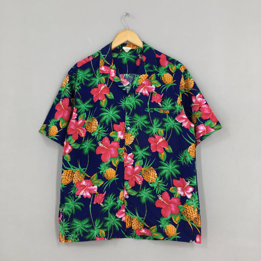 Floral Pineapple Hawaiian Shirt Large