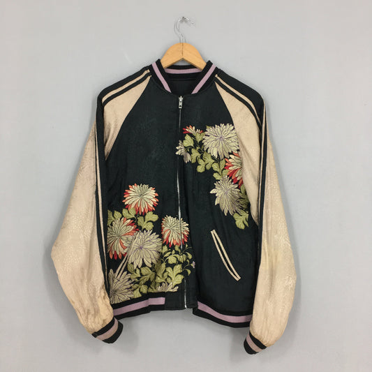 Sukajan Japan Sakura Floral Reversible Jacket Medium