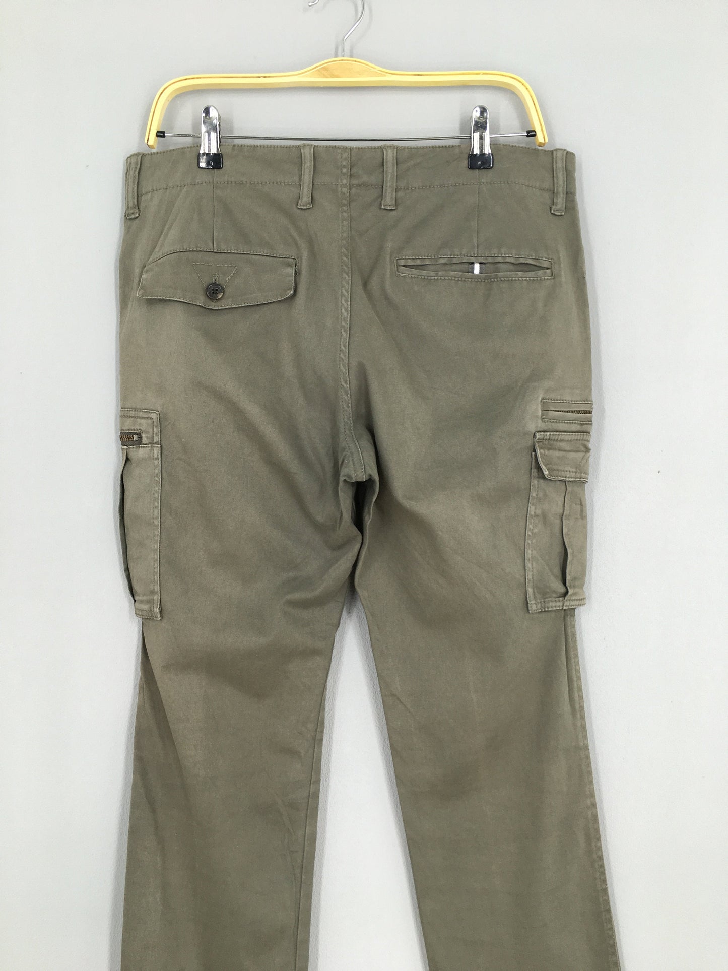 Japanese Brand Slim Fit Cargo Pants Gray Size 34x31