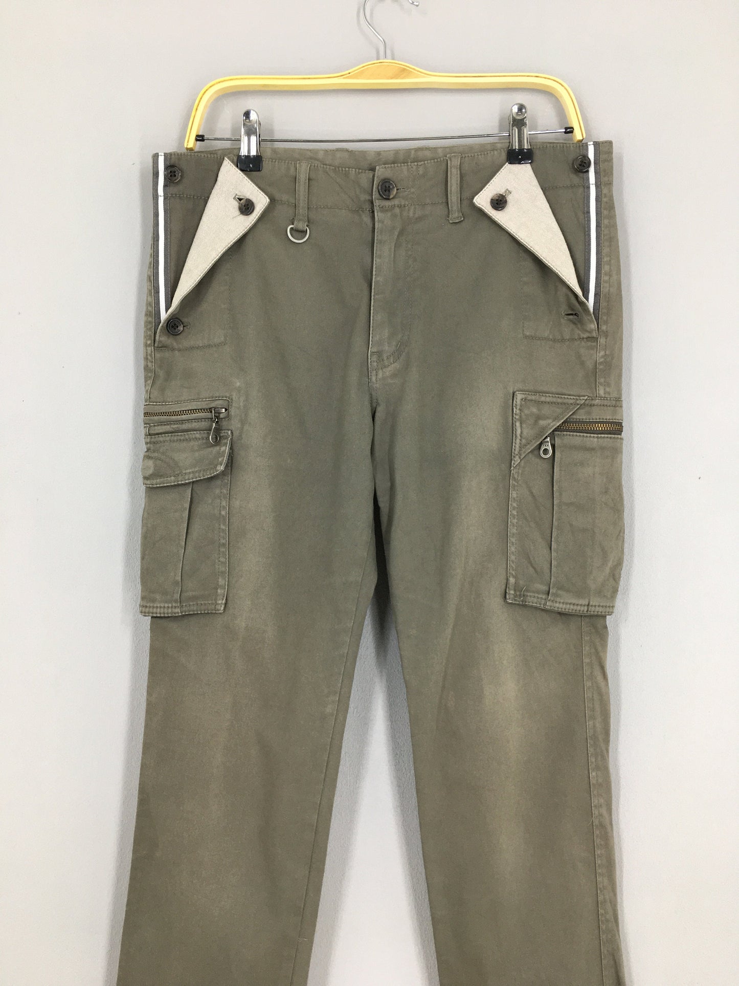 Japanese Brand Slim Fit Cargo Pants Gray Size 34x31