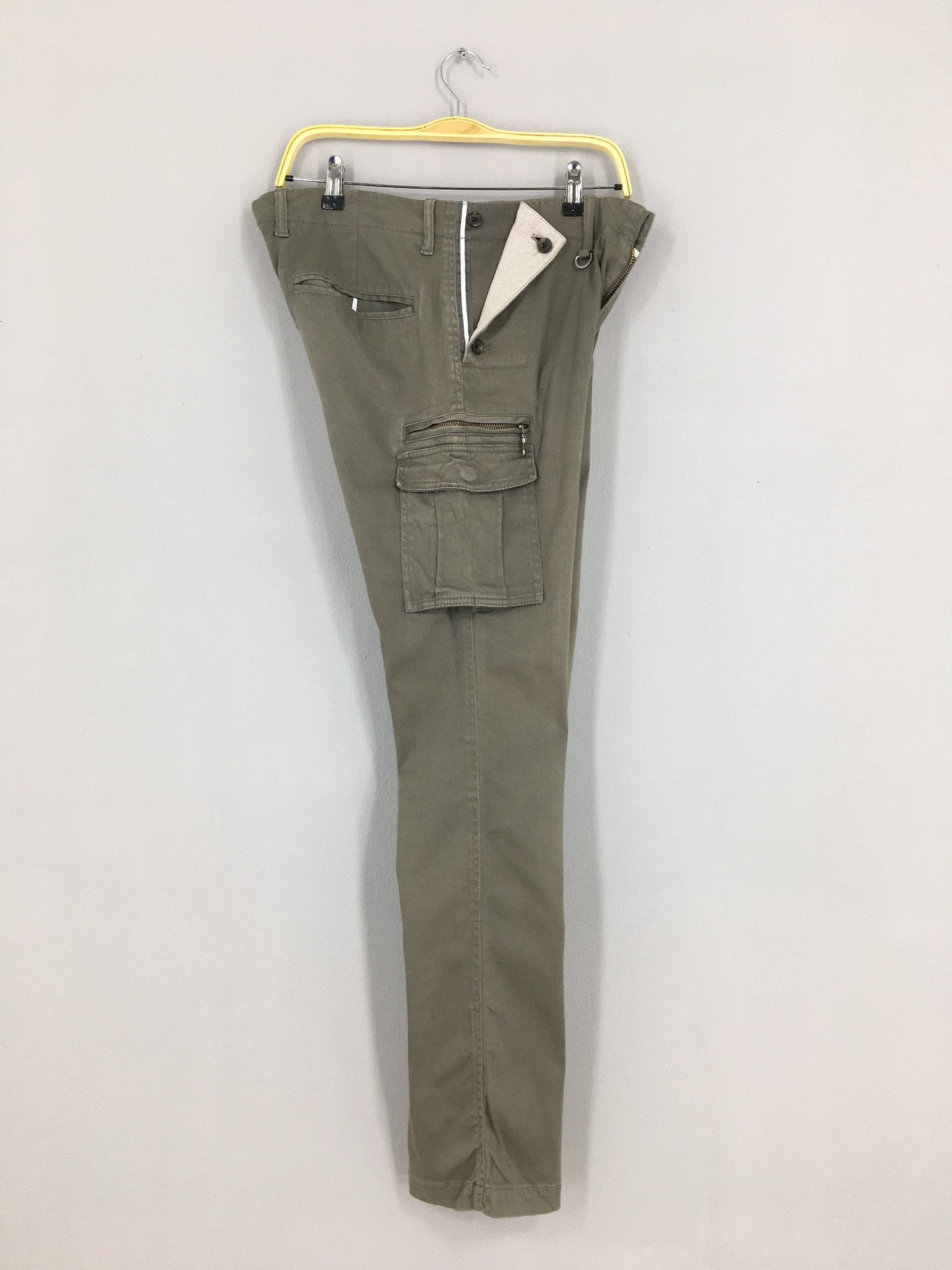 Japanese Brand Slim Fit Cargo Pants Gray Size 34x31