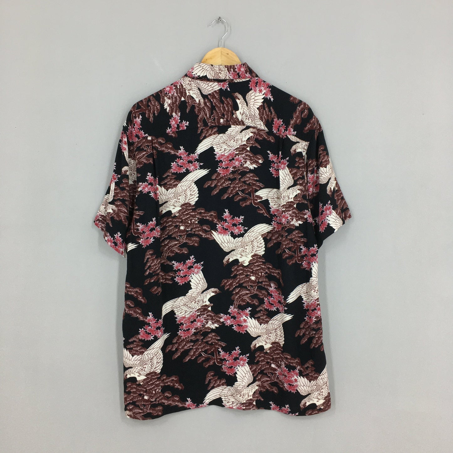 Phoneix Bird Hawaiian Rayon Shirt Overprint Large