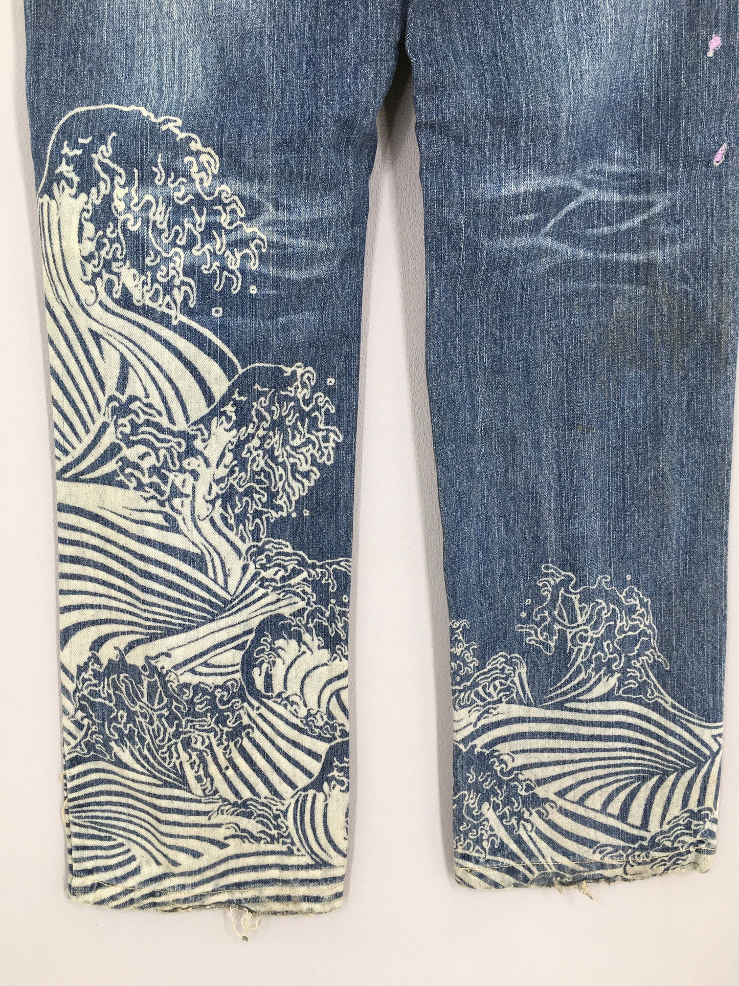 Japanese Sukajan Denim Fish Koi Art Denim Size 34x34