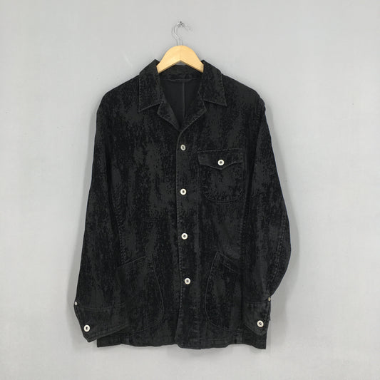 Workwear Pattern Denim Jacket Large