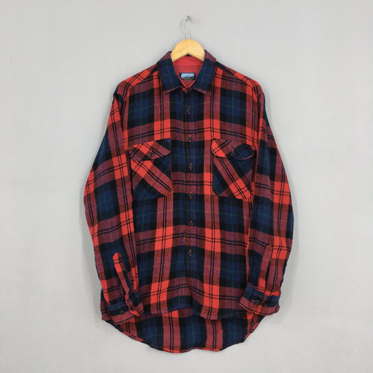 Fieldmaker Plaid Shadow Red Tartan Flannel Shirt Large