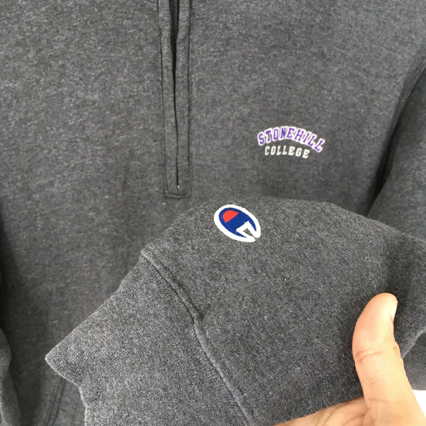 Champion Stonehill College Half Zipper Sweater Small