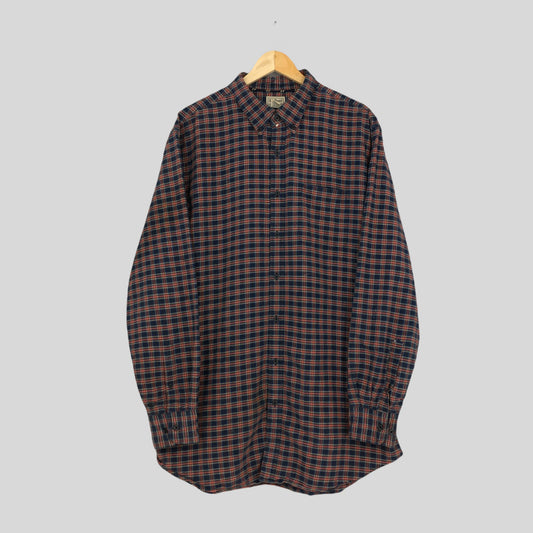 LL Bean Usa Checked Flannel Shirt XLarge