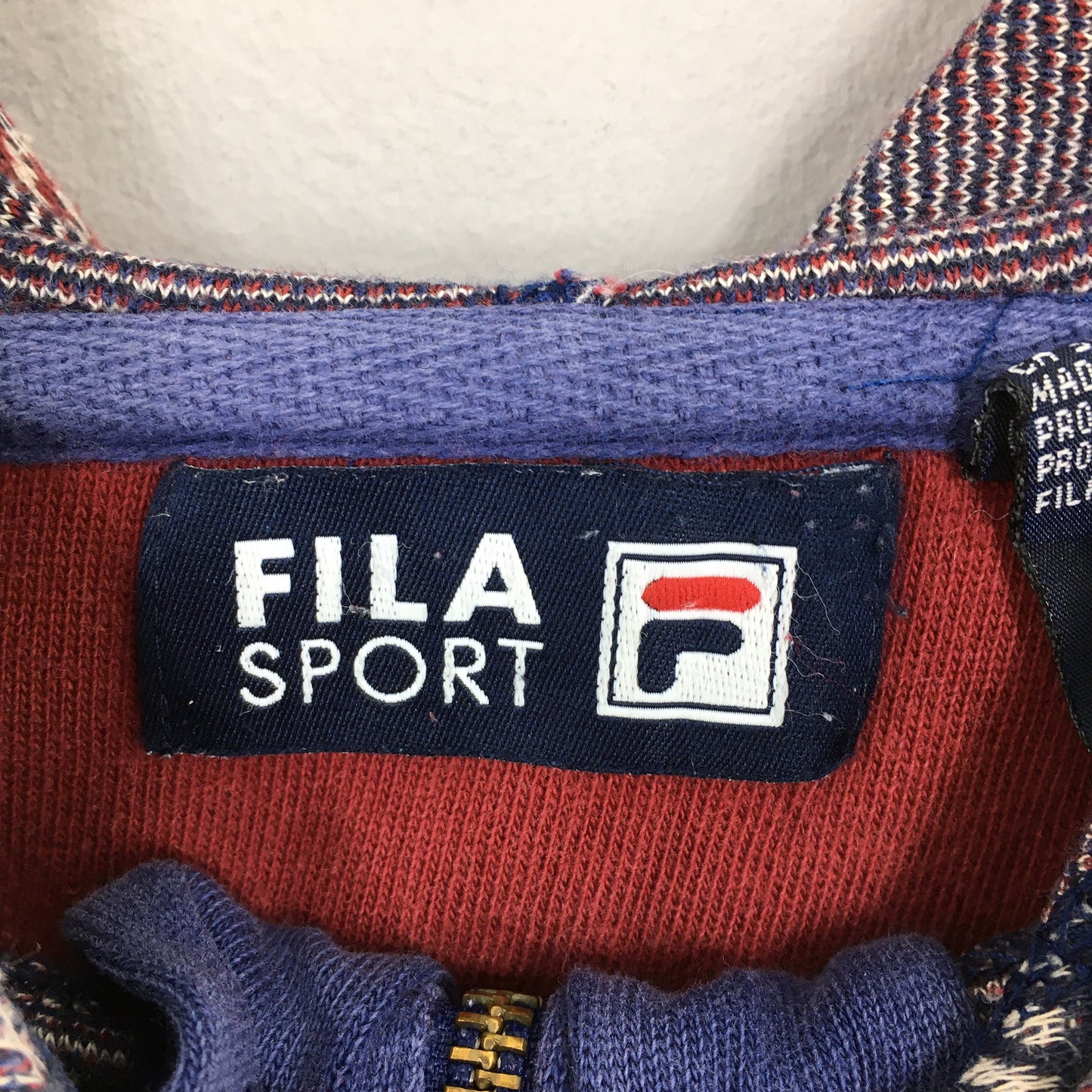 Fila Sport Multicolor Checkered Hoodie Sweater Large