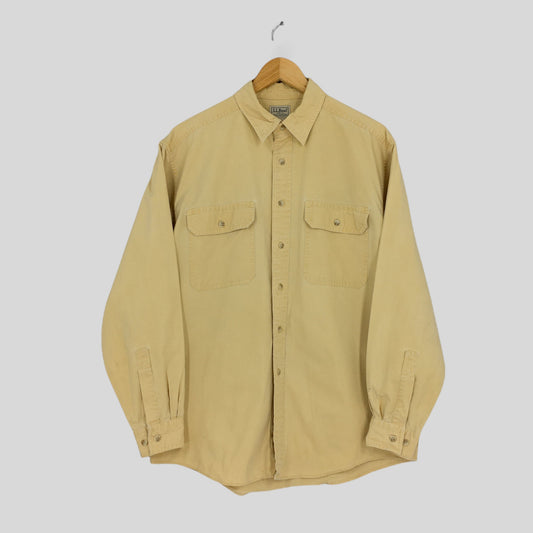 LL Bean Plain Oxfords Work Shirt Buttondown Medium