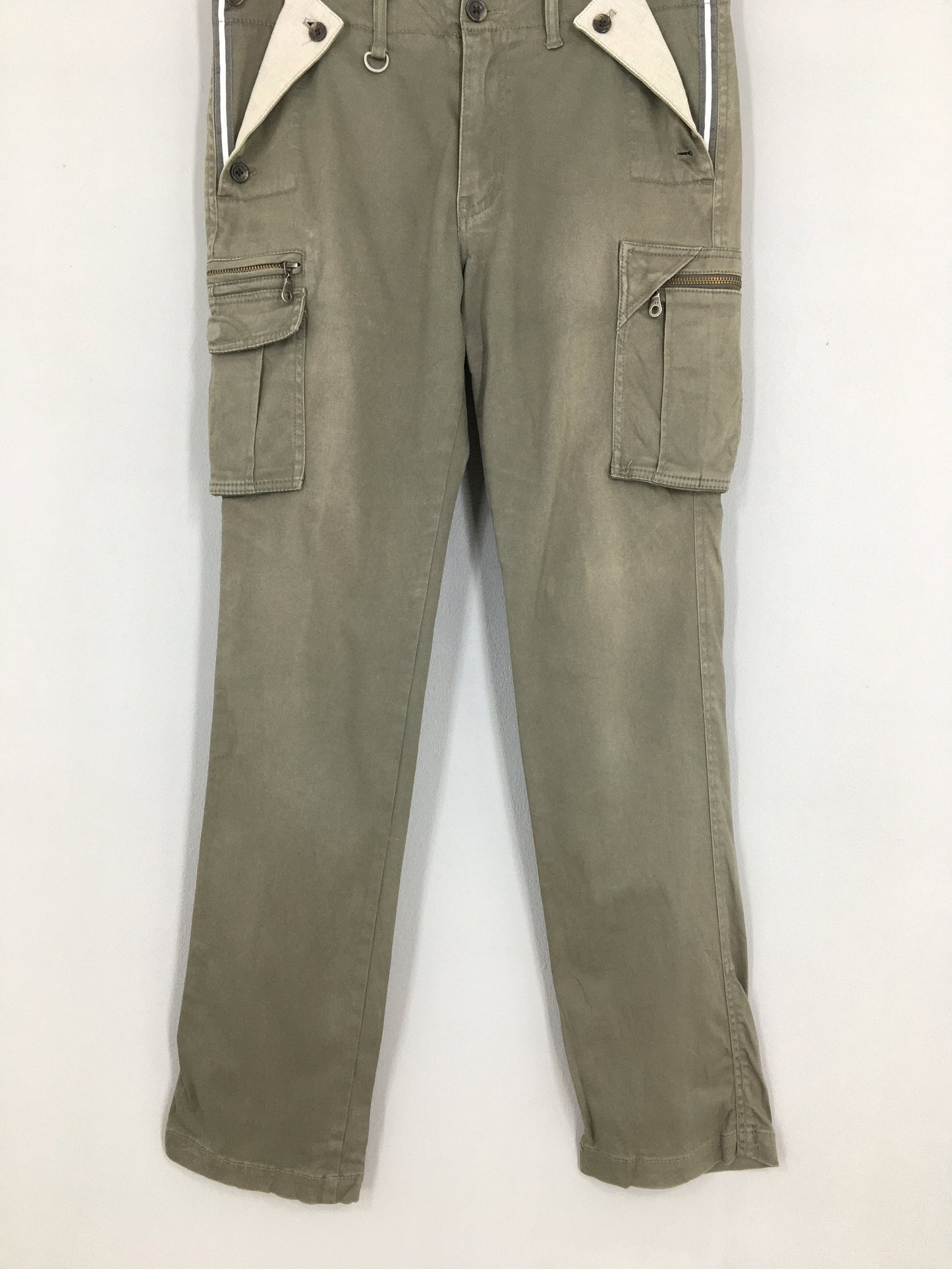 Japanese Brand Slim Fit Cargo Pants Gray Size 34x31